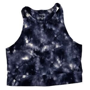 Banana Republic Cropped Athletic Tank Sports Bra Navy Blue Tie Dye Size M
